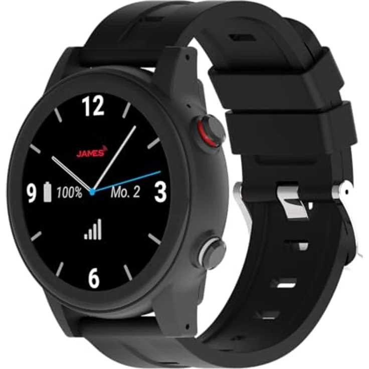 James R9 Notrufuhr & JAMES Locator, SOS-Notruf, GPS-Ortung, Sturzmelder, Geofence, AMOLED-Display, IP67 Wasserschutz, Schwarz, Premium Bundle – Bild 2