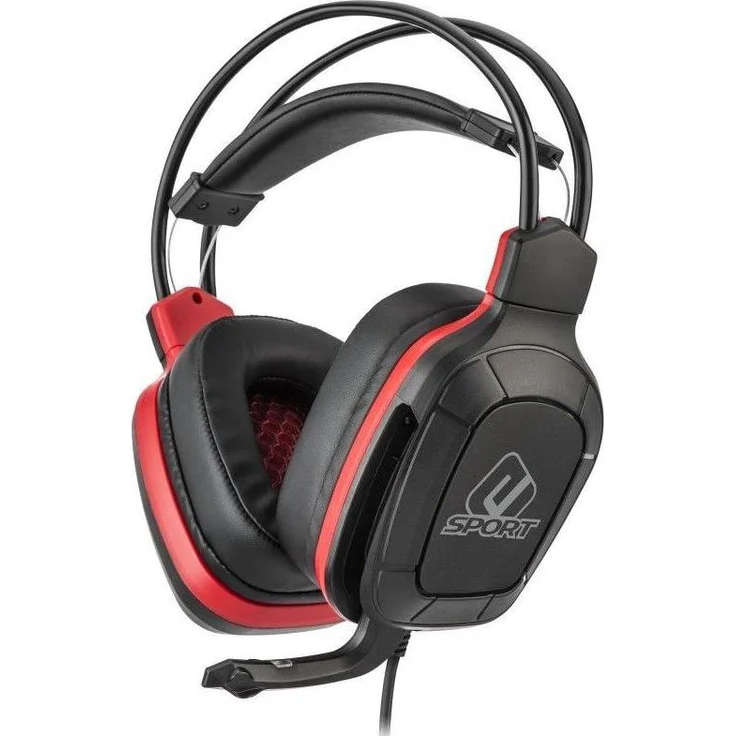 Subsonic SA5554, Kabelgebundenes Gaming Headset mit 50-mm-Lautsprechern, Schwarz-Rot, multiplattformkompatibel mit Lautstärkeregler und Mikrofon-Stummschaltung