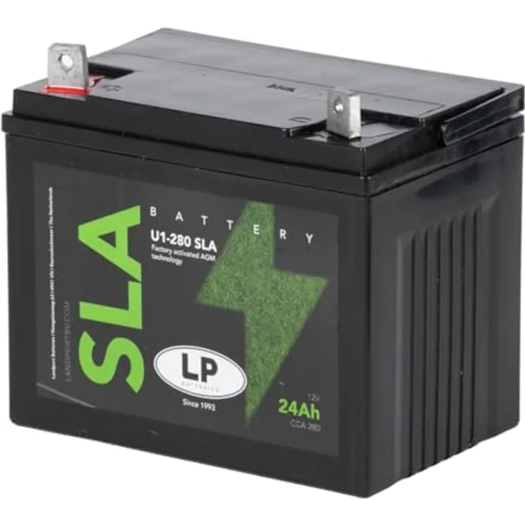 Landport AGM Batterie 12V 24Ah für Rasenmäher Rasentraktor LS U1-280 SLA, zuverlässige Energiequelle mit 280A Startleistung