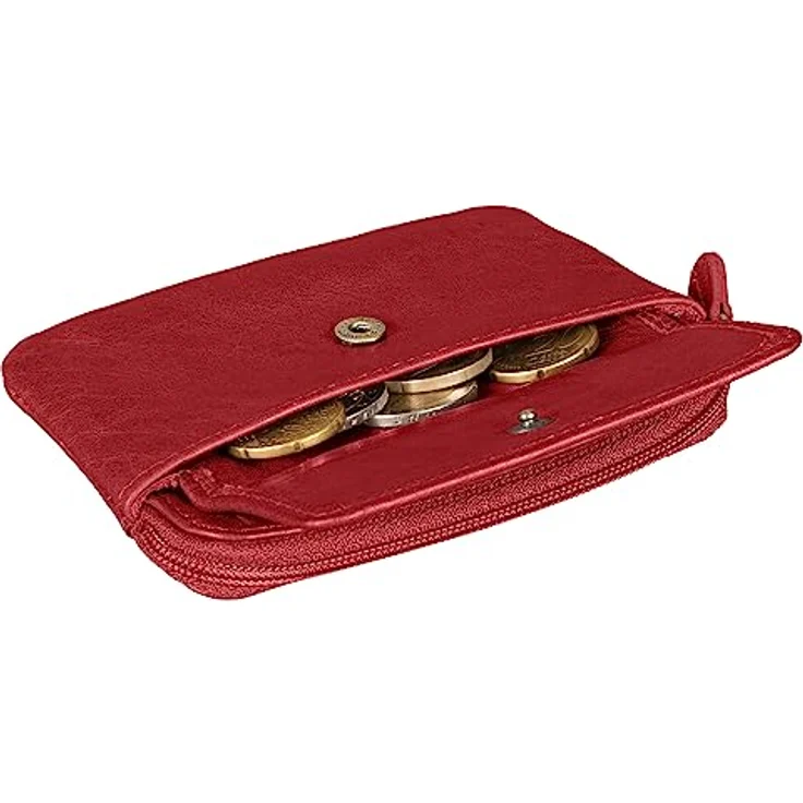 Benthill Schlüsseltasche Echt-Leder mit 2 Schlüsselringen - Schlüsseletui mit Kartenfach - Schlüsselanhänger mit Kleingeldfach, Farbe:Rot – Bild 3