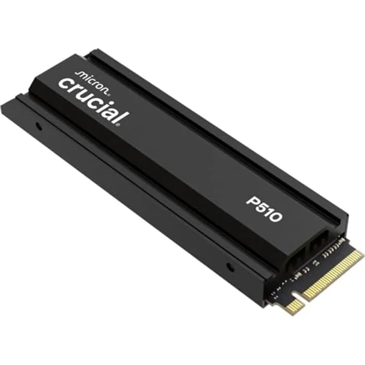 CRUCIAL P510 1 TB SSD M.2 NVMe Heatsink, PCIe 5.0 Gen5, 11.000 MB/s Lesen, 9.500 MB/s Schreiben, intern