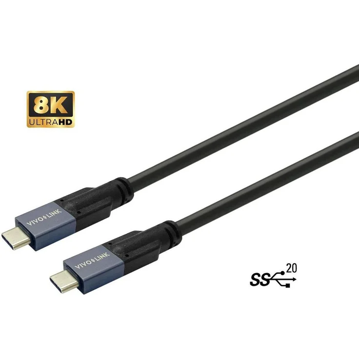 Vivolink USB-C zu USB-C Kabel 6m, USB 3.2 Gen 2, 20 Gbit/s, 100W Ladeleistung, reversibel