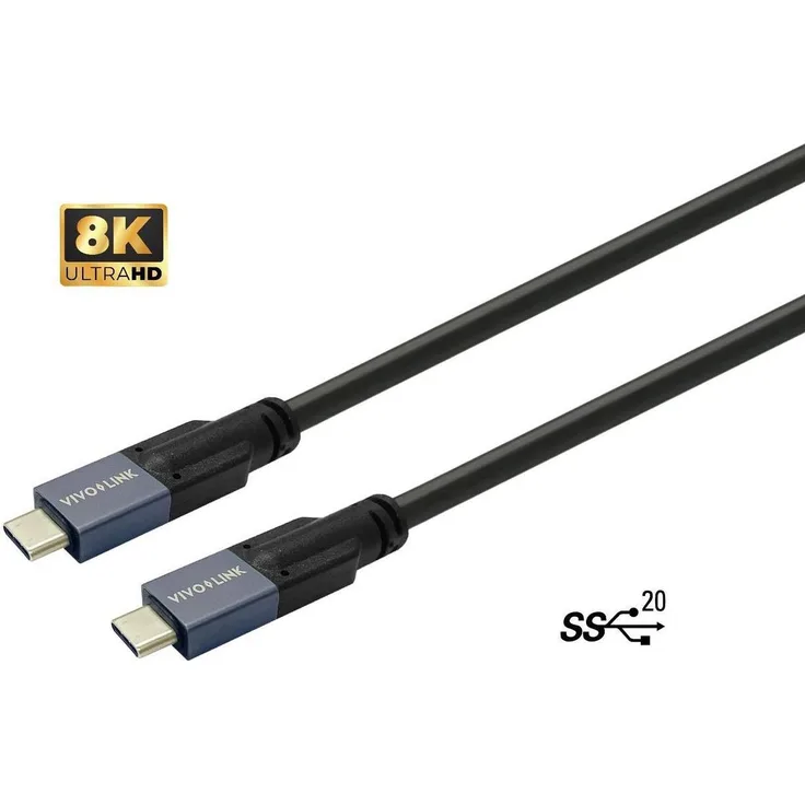 Vivolink USB-C zu USB-C Kabel 6m, USB 3.2 Gen 2, 20 Gbit/s, 100W Ladeleistung, reversibel