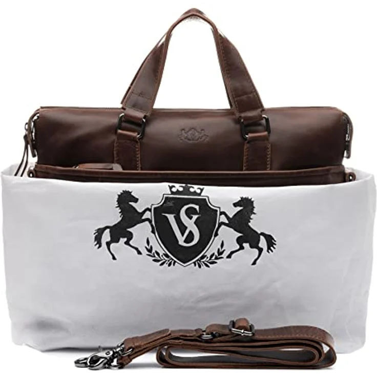 SID & VAIN große Laptoptasche London aus echt Leder - 15.4 Zoll Business-Tasche mit abnehmbarem Schultergurt - Ledertasche Herren Damen braun – Bild 5