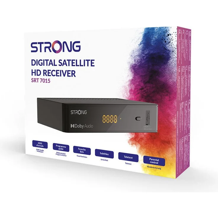 Strong SRT 7015 DVB-S2 HD Satelliten Receiver, Dolby Digital Plus, 2000 Programmspeicherplätze, schwarz