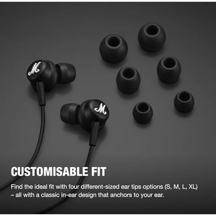 Marshall Mode USB-C In-Ear-Kopfhörer mit integriertem Mikrofon und Fernbedienung für Anrufe und Musik, schwarz – Bild 3