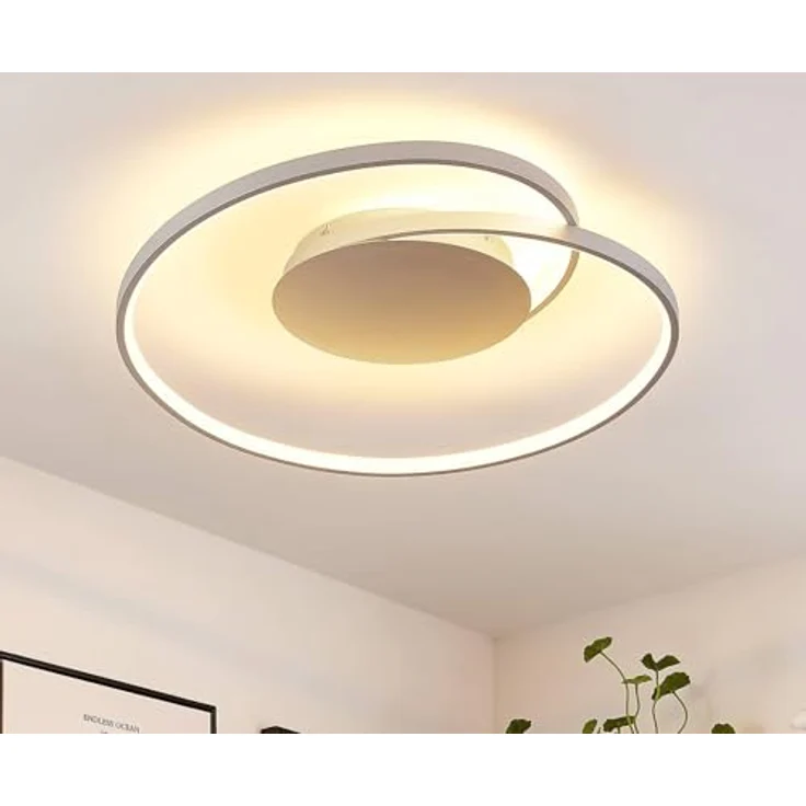 Lucande LED Deckenleuchte 'Enesa' dimmbar mit Leselampe in Alu aus Metall (1 flammig,) - Lampe, LED-Deckenlampe, Deckenlampe, Schlafzimmerleuchte, Fernbedienung, Energiesparend (Modern, Silber) – Bild 2