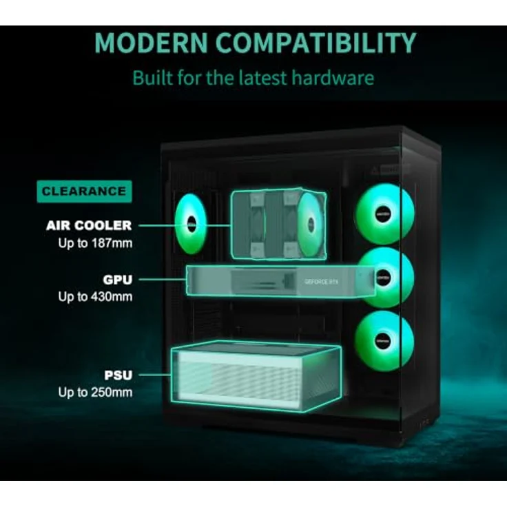 MONTECH PC-Gehäuse Montech TG3 Black, Tower-Gehäuse mit Tempered Glass, ARGB-Beleuchtung und optimalem Airflow – Bild 7