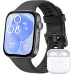 HUAWEI Watch FIT 3, 1,82″ AMOLED-Display, Ultraschlankes Design, Bluetooth-Anrufe, Bis zu 10 Tage Akkulaufzeit, Kompatibel mit iOS & Android, Umfassendes Fitness-Management, Schwarz + FreeBuds SE 2