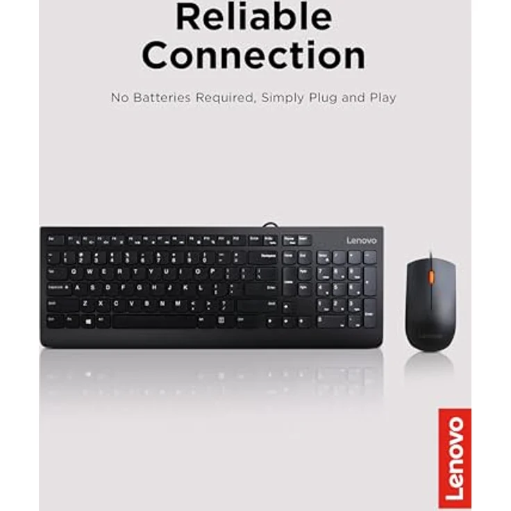 Lenovo 300 USB Combo Keyboard&Mouse USB (US, Kabelgebunden), Tastatur, Schwarz – Bild 2