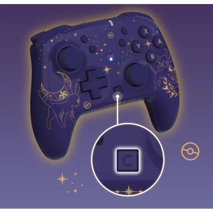 HORI Wireless PAD Turbo (Espeon & Umbreon) für Nintendo Switch 2, kabelloser Controller mit 10 Stunden Akkulaufzeit, programmierbaren Rücktasten und präzisen TMR-Sticks, lila – Bild 7