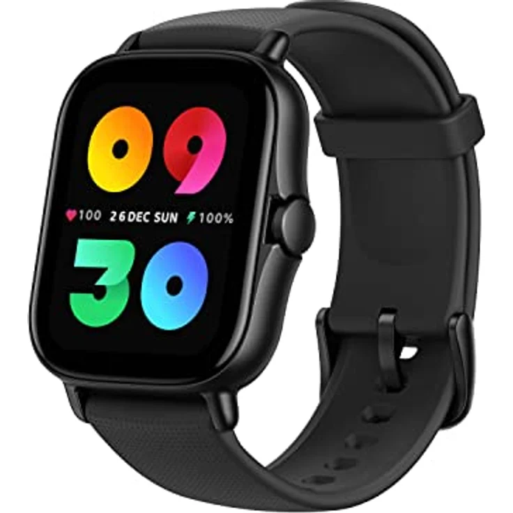Amazfit [Version 2022] GTS 2 Smartwatch mit AMOLED Always-on Display, Bluetooth-Anrufe, 3 GB Musikspeicher, Sportuhr mit 90 Sportmodi, Herzfrequenz- und SpO2-Überwachung, Alexa, GPS, Schwarz – Bild 1