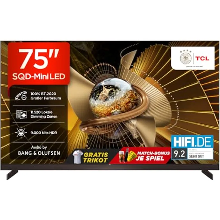 TCL X11L 75X11L, 190,5 cm (75"), 4K SQD-Mini LED Smart-TV mit WLAN und Bang & Olufsen Audio, Schwarz