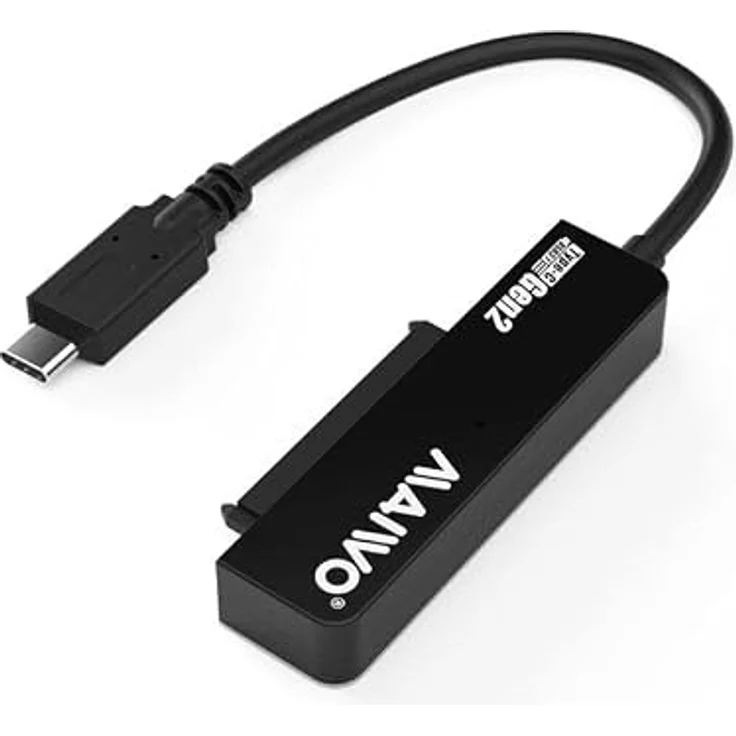 Maiwo K104AG2 10Gbps USB3.1 Gen2 SATA Adapter für 2,5" HDD/SSD, 2 TB, bis 12,5mm mit 10cm USB C-Kabel – Bild 2