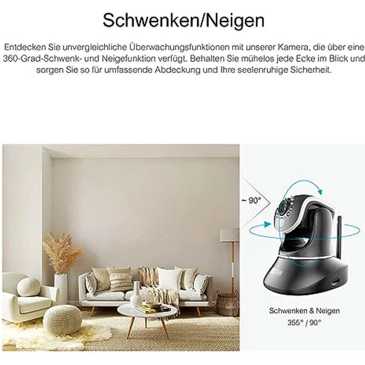 INSTAR IN-8415 2K+ schwarz - LAN/PoE/WLAN Überwachungskamera mit KI (AI) - steuerbare IP Kamera - WPA3-2,4 und 5Ghz WiFi - Verwendung im Innenbereich - PIR - PTZ - HomeKit - MQTT – Bild 3