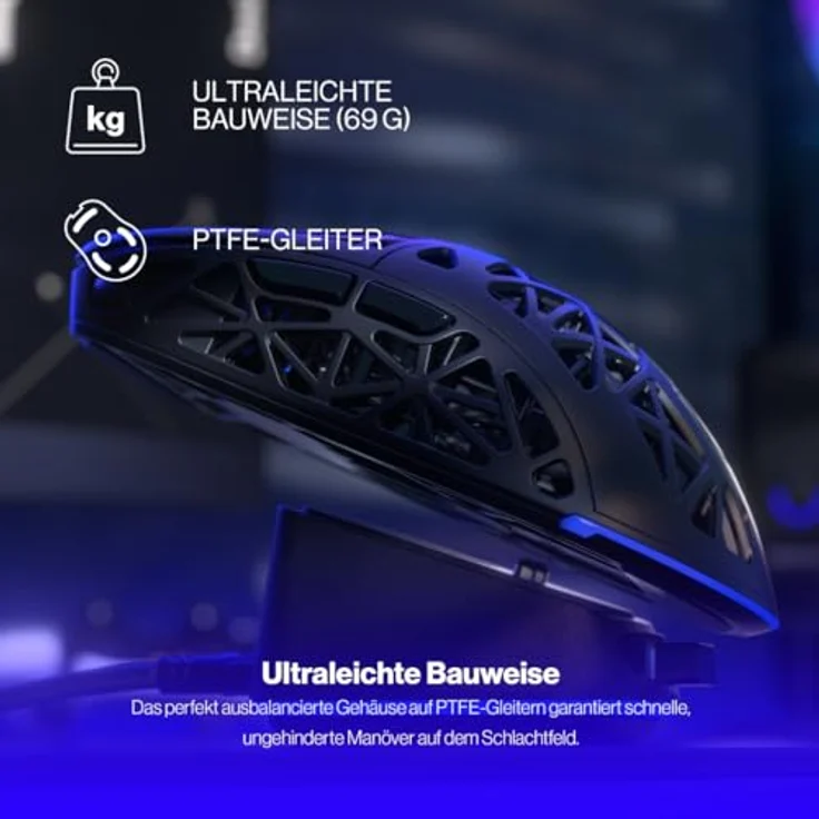 ENDORFY LIV Plus Wireless Gaming Maus, Ultraleichtes Design (69 g), Maximal 26.000 DPI, PixArt PAW3395, mit Ladestation im Set - Schwarz, EY6A016 – Bild 4