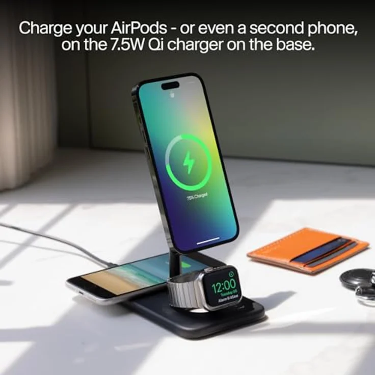 Twelve South HiRise 3 Deluxe, 3-in-1 Wireless Charger für MagSafe-Geräte, Qi2, weiß – Bild 7