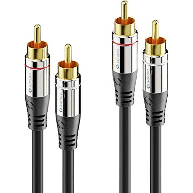 Sonero® Premium 12,5m Cinch Kabel, 2x Cinch auf 2x Cinch, Audio Kabel, Subwoofer, HiFi-Anlage, Verstärker, schwarz – Bild 2