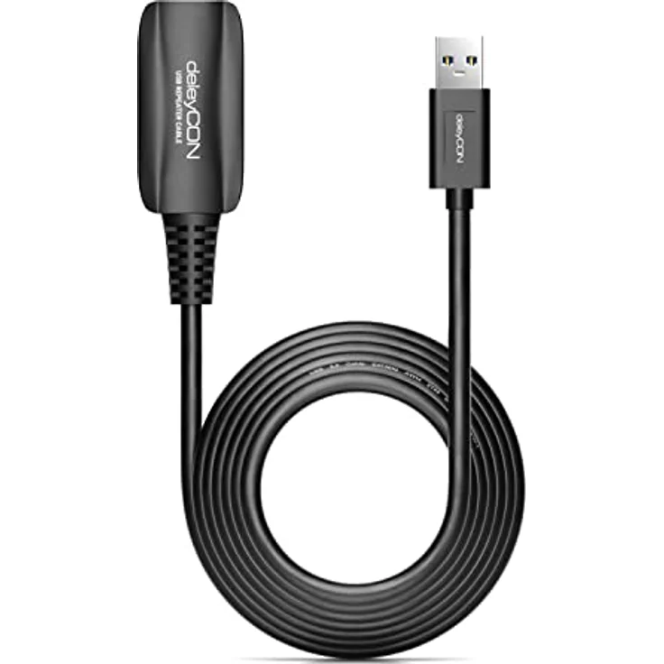 deleyCON Aktives USB 3.2 Gen1 Verlängerungskabel, 5m mit 5 GBit/s und Signalverstärker - USB-A auf A, für PC, Laptop, Drucker und Scanner – Bild 5