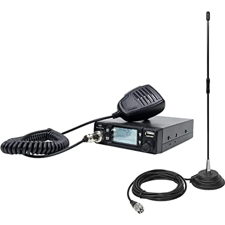 CB-Funk PNI Escort HP 9700 USB und CB Antenne PNI Extra 40 mit Magnetfuß, 12V / 24V Netzteil, Zigarettenanzünderstecker inklusive