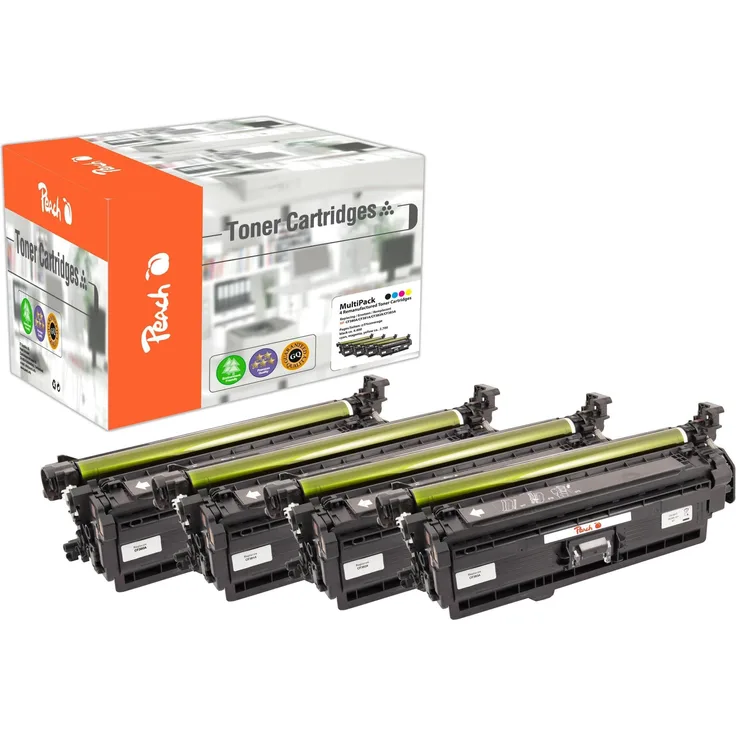 Peach Toner 312A/312X, 4er Set (Cyan, Gelb, Magenta, Schwarz) mit Druckleistungen bis zu 4400 Seiten, kompatibel zu HP Color LaserJet Pro MFP M 470 Series