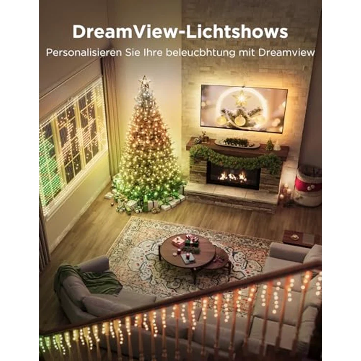 Govee Christmas Sparkle String Lights, 30M RGBWIC Lichterkette mit 375 LEDs, 140+ dynamische Szenenmodi, App-Steuerung mit Alexa für Innenräume – Bild 3