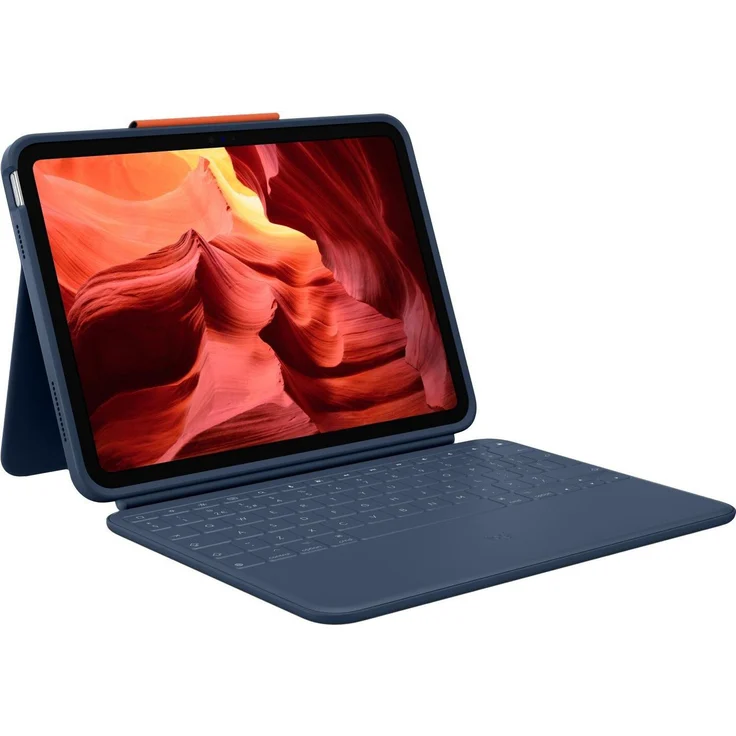 Logitech Rugged Combo 4 Touch, Tablet Tastatur mit Sturzschutz und vier Nutzungsmodi, Blau, für iPad 2022 (10. Gen)