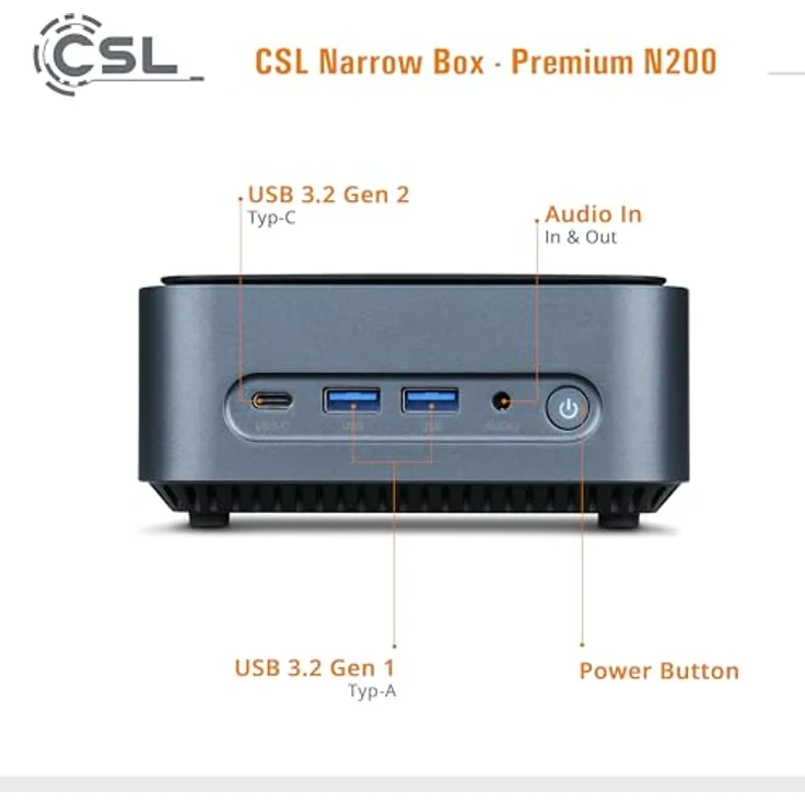 CSL Narrow Box Premium, Mini-PC mit Intel N200, 16 GB RAM, 500 GB SSD, Intel UHD Graphics, Schwarz – Bild 3