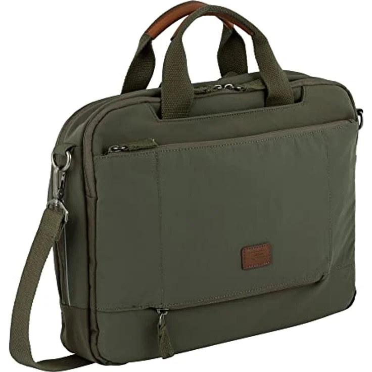 camel active City Herren Businesstasche Aktentasche Groß Grün, Recyceltes Nylon, Laptopfach, Trolley Halterung – Bild 2