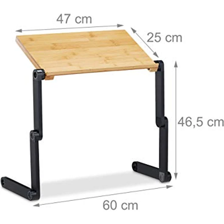 Relaxdays Laptop Ständer Bambus Aluminium, 15 Zoll Laptoptisch höhenverstellbar, natur – Bild 4