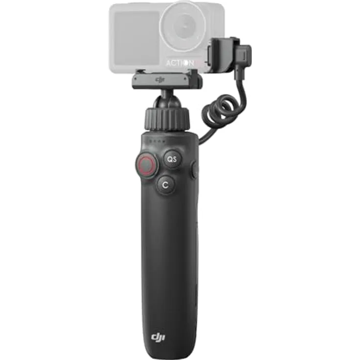 DJI Osmo Action multifunktionaler Ladegriff, Kompatibilität: Osmo Action 5 Pro, Osmo Action 4, 4900 mAh Akku, Kamerasteuerung, Kugelgelenkeinstellung, 3,5 mm Audioadapter