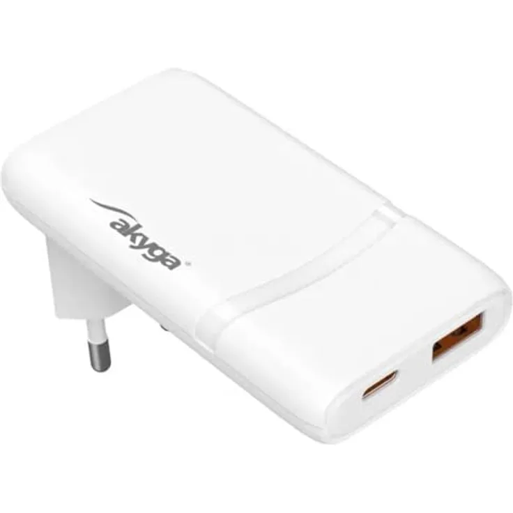 AKYGA AK-CH-31, USB Ladegerät 65 W mit USB-C® und USB-A, schlankes Design, Weiß