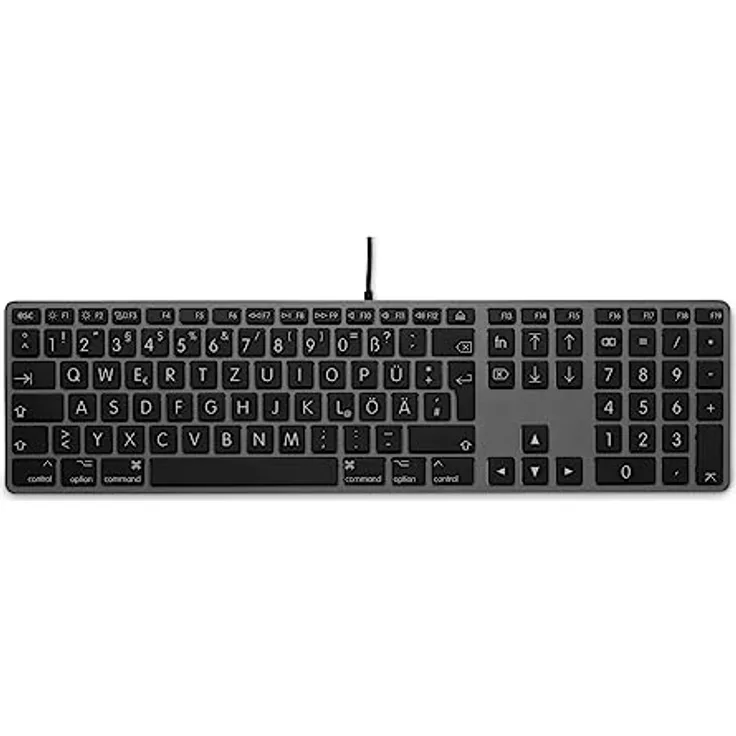 LMP Deutsche USB-Tastatur (QWERTZ) mit Großbuchstaben und Ziffernblock - Aluminiumabdeckung und 2 USB-A-Anschlüsse - Mac kompatibel (Space Gray)