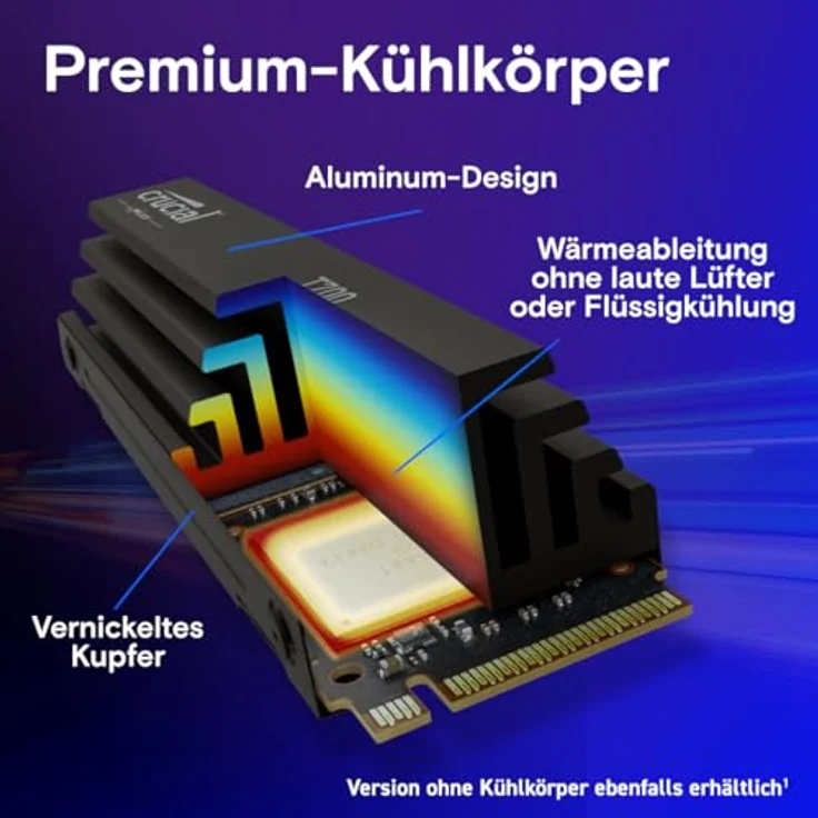 Crucial T700 1TB Gen5 NVMe M.2 SSD mit Kühlkörper - Bis zu 11.700 MB/s - DirectStorage-fähig - CT1000T700SSD5 - Gaming, Fotografie, Videobearbeitung & Design - Internes Solid State-Laufwerk – Bild 3