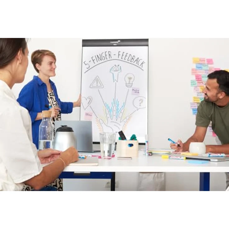 Edding Flipchartmarker effect 4-385010, Nachfüllbarer Pinselmarker für Flipchart-Papier, blau – Bild 4