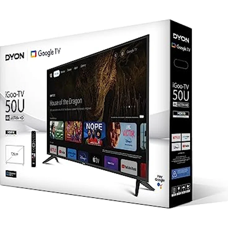 DYON iGoo-TV 50U 126cm (50 Zoll) Google TV (4K UHD, HD Triple Tuner, Prime Video, Netflix, Google Play Store für DAZN, Disney+, Apple TV+, Paramount+, waipu.tv UVM., Google Assistant) [Mod. 2023] – Bild 4
