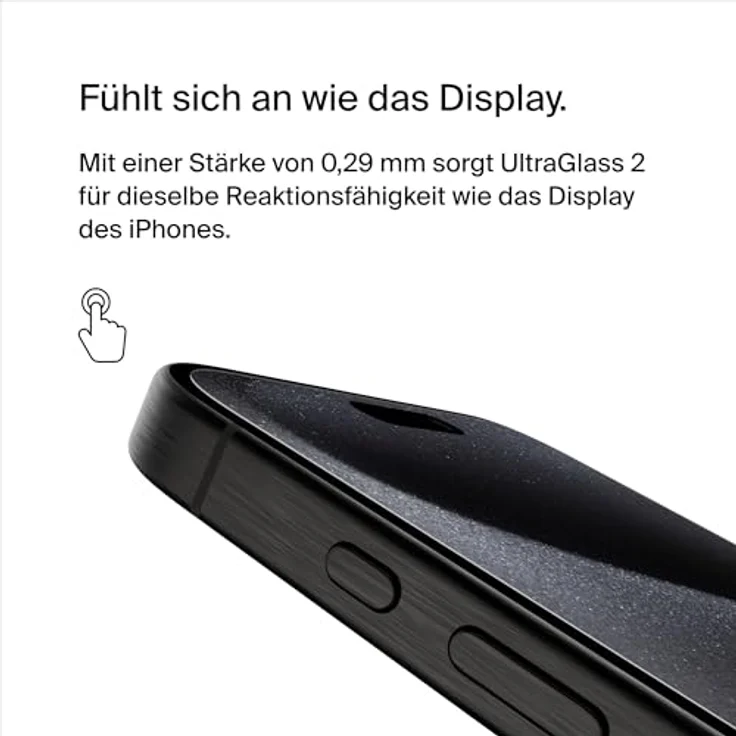Belkin ScreenForce UltraGlass 2 antimikrobielle iPhone 15 Pro Max Display-Schutzfolie, kratzfest, dünnes Glas, in Tests bestätigter Härtegrad 9H, mit Positionierungsschale zur blasenfreien Anbringung – Bild 5