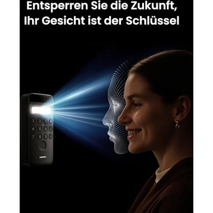 SwitchBot WLAN Smart Lock Ultra Vision, Elektronisches Türschloss mit 3D-Gesichts-/Fingerabdruckerkennung, Aufladbarem Akku, Öffnen per Gesicht, Fingerprint, Code, Alexa, Matter-kompatibel – Bild 2