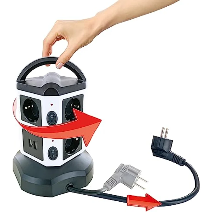 Schwaiger Steckdosentower 7xSchuko+2x USB (1.80 m) – Bild 3