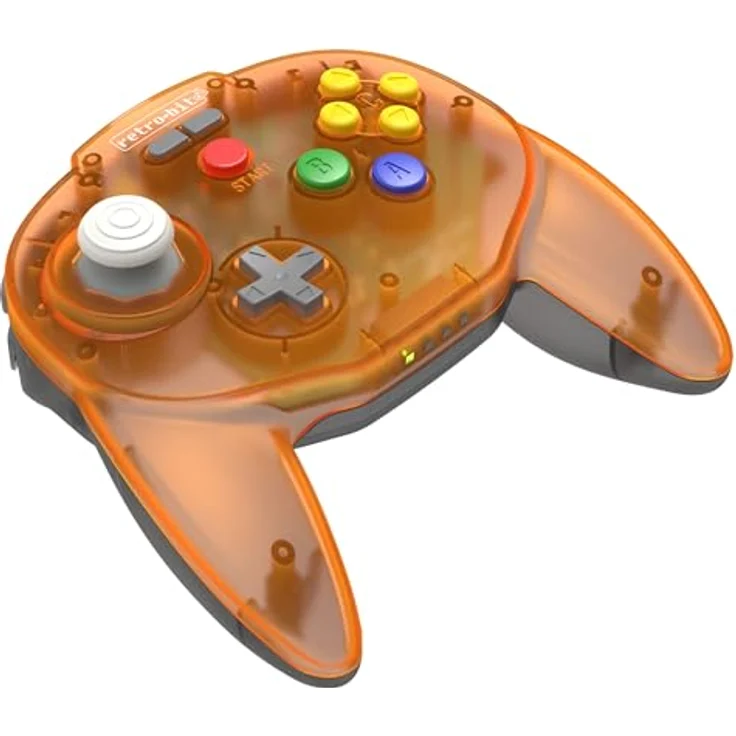 retro-bit Tribute 64 Wireless Gamepad für Nintendo 64 und Switch, ergonomischer Controller mit Rumble Pak, orange – Bild 2