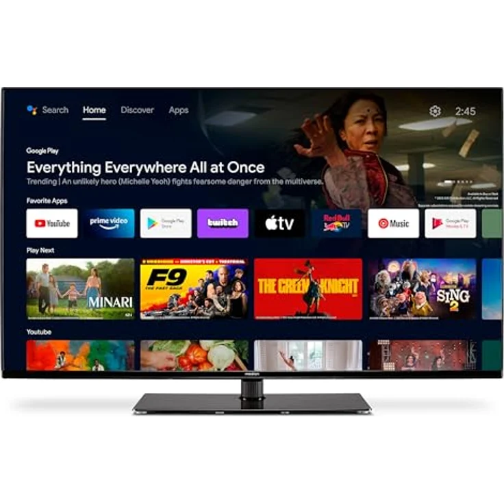 MEDION X14316 (MD 30880) 108 cm (43 Zoll) Fernseher, 4K, Dolby Vision HDR, Dolby Atmos, Netflix, Prime Video, Smart TV, PVR, Google Chromecast & Assistant, Elegantes Design in Schwarz – Bild 1