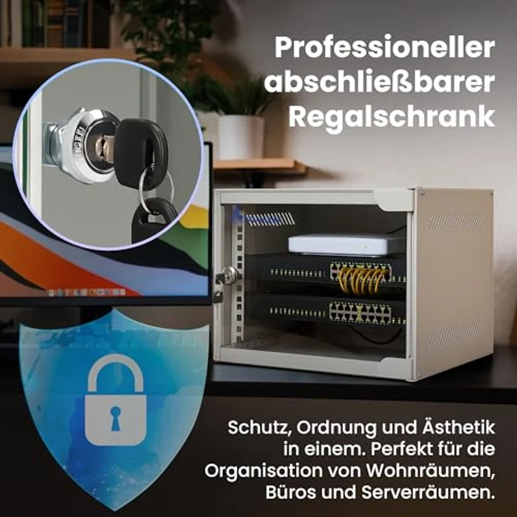 Extralink Server-Rack 10" 6HE, Netzwerkschrank 310 mm mit abschließbarem Schutz und optimaler Luftzirkulation, grau – Bild 3