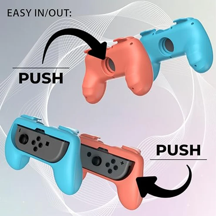 SUBSONIC Griffe Halterung für JoyCon Switch & Switch 2, Komfort Joystick Griffe in Blau und Rot, verbessert Griffigkeit und Schutz – Bild 3