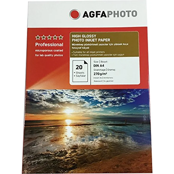 AgfaPhoto AP26020A4 Tintenstrahl-Fotopapiera4 20 Blatt 260Gr glänzend – Bild 1