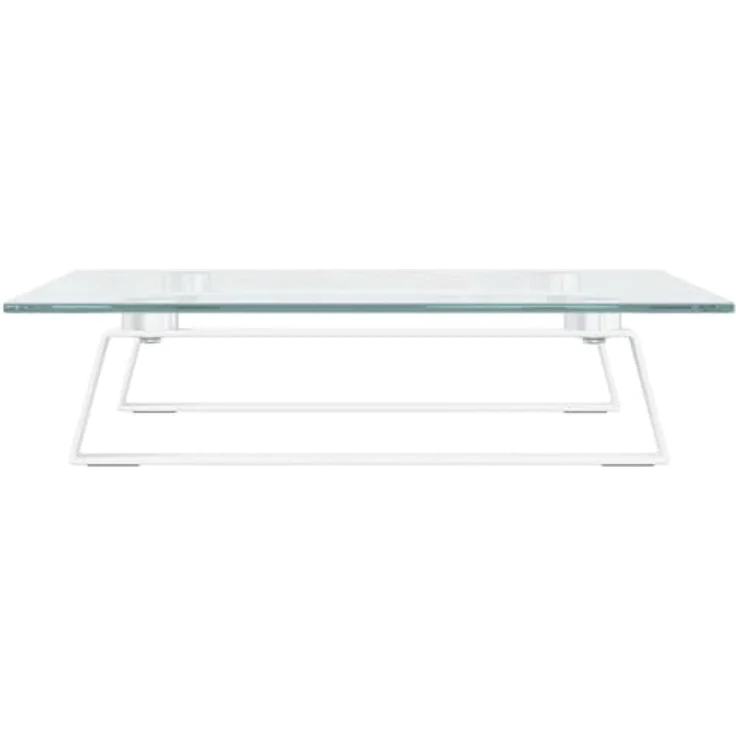 vidaXL Monitorständer, Monitorerhöhung mit Stauraum, Ständer Halterung für Monitor Laptop Drucker, Schreibtischaufsatz Bildschirmerhöhung, Weiß 40x35x8cm Hartglas Metall – Bild 5