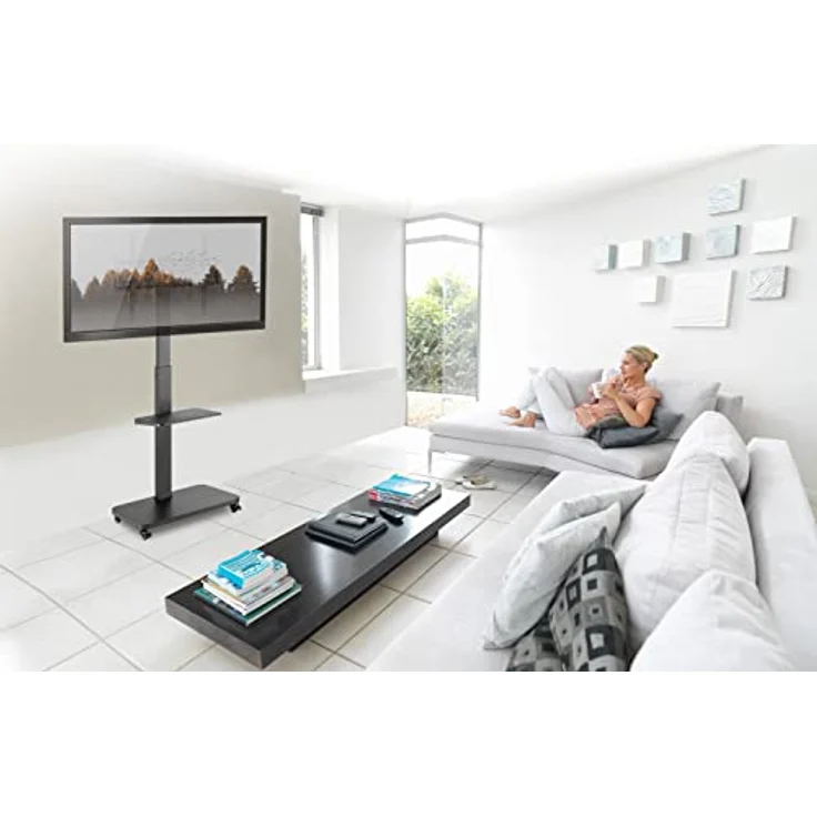 myWall HP108L Standfuß für Flachbildschirme 37“ - 75“ (94-190 cm), Belastung bis 40 kg, schwarz 20 Jahre Garantie – Bild 4