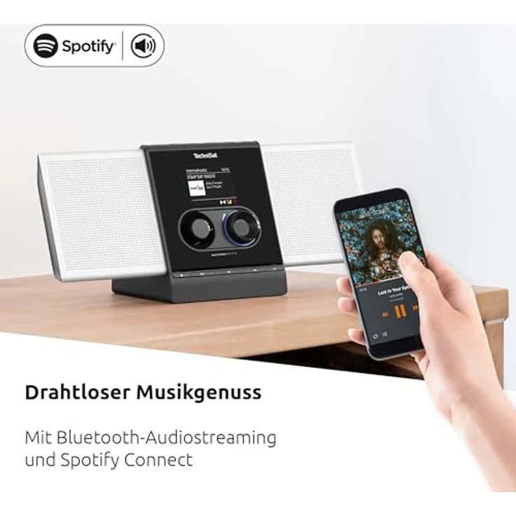 TechniSat MULTYRADIO 600 CD IR - Internetradio (Kompaktanlage, WLAN Radio, DAB+, UKW, Spotify, Bluetooth, CD-Player, USB, Farbdisplay, App-Steuerung, Fernbedienung, 40 Watt Stereo) Silber/schwarz – Bild 3