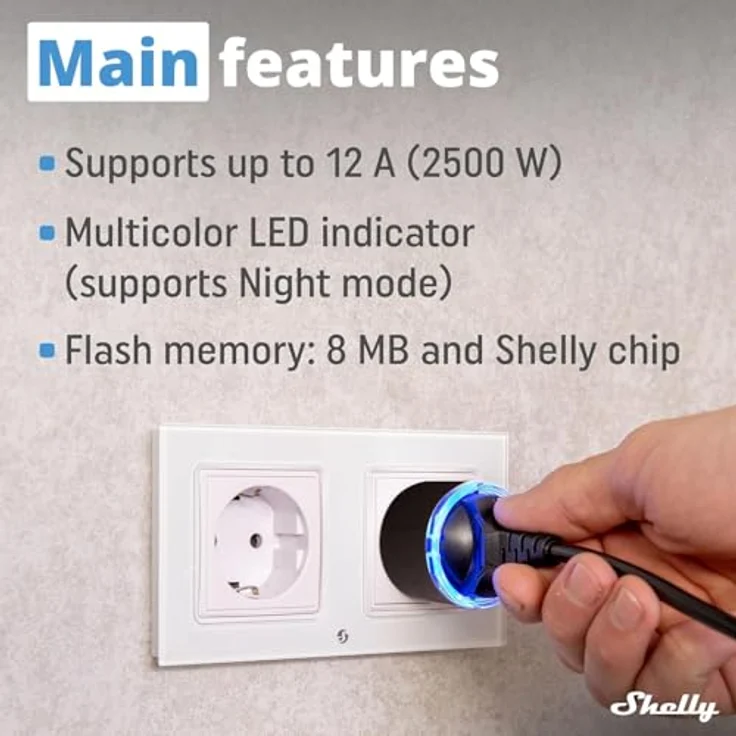 Shelly Plug S MTR Gen3 Schwarz, 3er Pack, Matter-zertifizierte intelligente Steckdose mit Stromüberwachung und mehrfarbiger LED-Anzeige, iOS Android APP-Fernbedienung, Google Home+Alexa-Zubehör, Timer – Bild 4