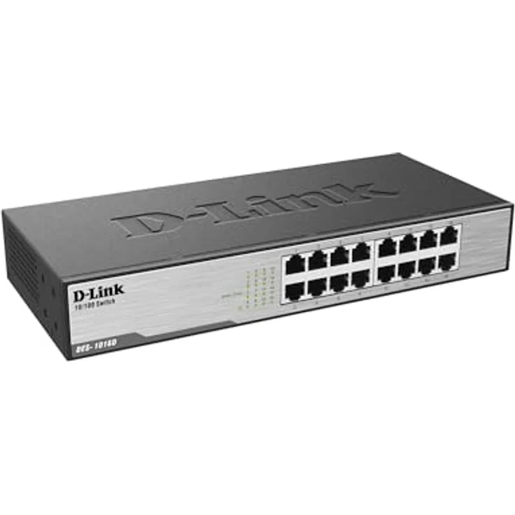 D-Link DES-1016D 16-Port Fast Ethernet Switch mit 10/100 Mbit/s Anschlüssen, lüfterlos – Bild 2