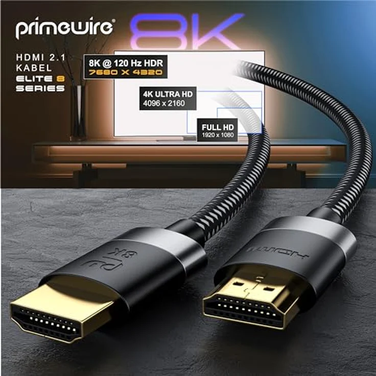 1m - 8K HDMI Kabel 2.1 - 8K60Hz 4K 120Hz DSC - HDTV 7680 x 4320 - UHD II - HDMI 2.1 2.0a 2.0b - 3D - Highspeed HDMI-Kabel Ethernet - HDR - ARC - Präzisionsstecker - kompatibel zu Blu Ray PS4 Xbox – Bild 6